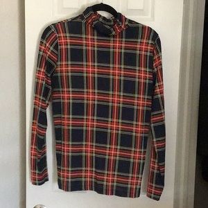 Light weight plaid j crew turtleneck